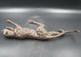 300mm Collectible Handmade Carving Statue Leopard panther Copper Deco Art 7