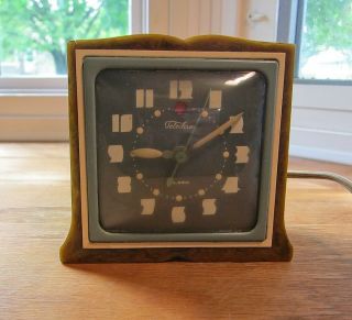 Vintage Telechron Clock Model 7h101 Marble Bakelite 1940s