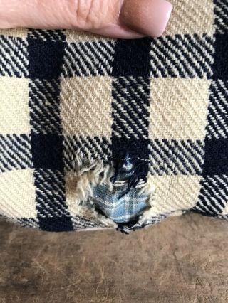 Early Antique Indigo Blue Homespun Wool Blanket Long Bolster Pillow Textile AAFA 2