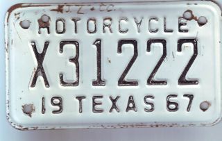 1967 Texas Motorcycle License Plate