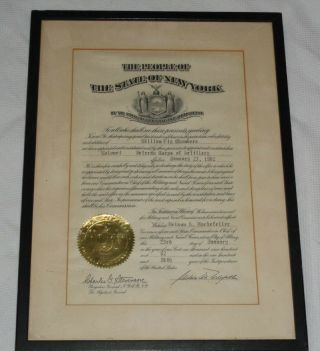 Vtg 1962 Rockefeller Signed Military Framed Commission Document Certificate Ny