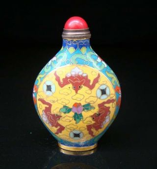 Collectibles 100 Handmade Painting Brass Cloisonne Enamel Snuff Bottles 075