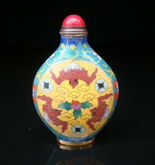 Collectibles 100 Handmade Painting Brass Cloisonne Enamel Snuff Bottles 075 3