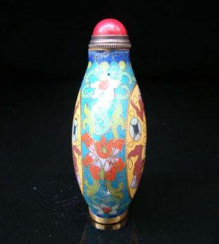 Collectibles 100 Handmade Painting Brass Cloisonne Enamel Snuff Bottles 075 5