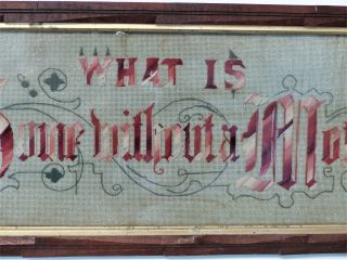 ANTIQUE 19th C PUNCHED PAPER MOTTO Sampler 