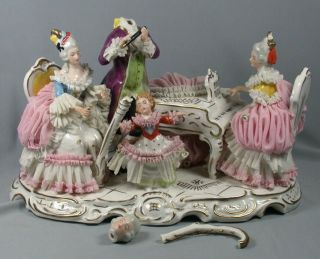 Large Dresden Lace Figurine Musical Group Germany Porcelain