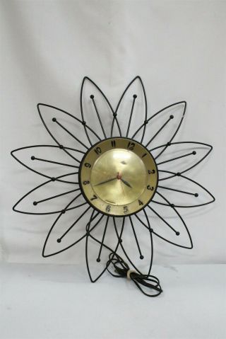 Retro Mcm Lux Starburst Flower Atomic Electric Wall Clock Eames Interest