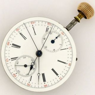 Swiss Split Seconds Chronograph Rattrapante Pocket Watch Movt 43mm 3