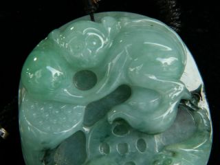 Chinese Exquisite Hand - carved monkey bat Carving jadeite jade Pendant 2