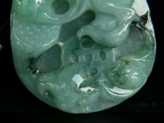 Chinese Exquisite Hand - carved monkey bat Carving jadeite jade Pendant 3