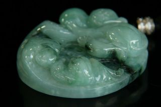 Chinese Exquisite Hand - carved monkey bat Carving jadeite jade Pendant 7