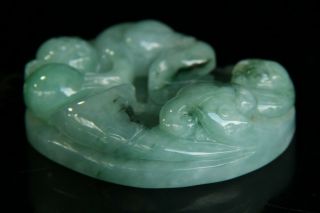 Chinese Exquisite Hand - carved monkey bat Carving jadeite jade Pendant 8