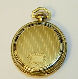 1920s Illinois 17j Wadsworth 14k Gold Filled & Enamel Art Deco Pocket Watch Runs