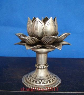 Handmade Statue Copper Silver Candlestick Lotus