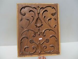 Antique Carved Wooden Panel Plaque Door Vintage Gilt Leaf Floral Old Wood Shell