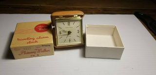 Vintage Phinney Walker Traveling Alarm Clock Made In Japan w box 4