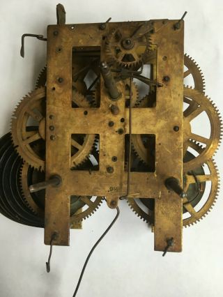 Antique Haven Time And Strike Clock Movement Marked 9 1/4