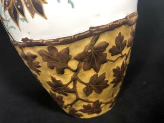Antique Royal Bonn Germany Hand Painted Vase Gold Leaves Flowers 9 3/4” 21G 5