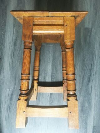 Antique Joint Stool Side Table English Oak Victorian Jacobean Revival Circa 1880