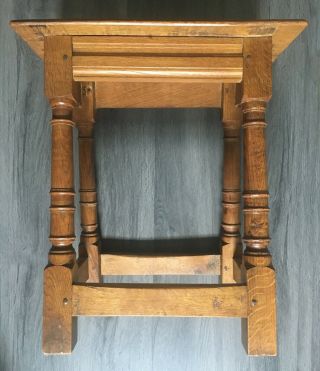 Antique Joint Stool Side Table English Oak Victorian Jacobean Revival Circa 1880 5