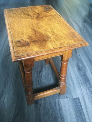 Antique Joint Stool Side Table English Oak Victorian Jacobean Revival Circa 1880 6
