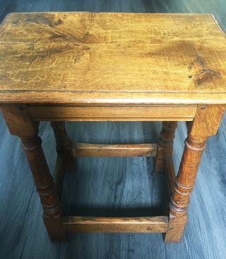 Antique Joint Stool Side Table English Oak Victorian Jacobean Revival Circa 1880 7