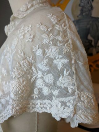 Antique Whitework Embroidered Shawl / Caplet 3