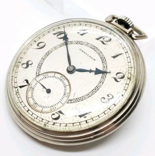 Antique 1929 Hamilton Model 2 19 Jewel 14k White Gold Filled Pocket Watch Repair