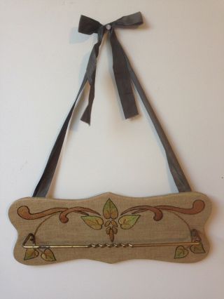 Craftsman Arts And Crafts Hand Embroidered Wall Hanging Towel Bar