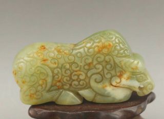 Chinese Old Natural Jade Hand - Carved Dragon Statue Pendant 2.  6 Inch