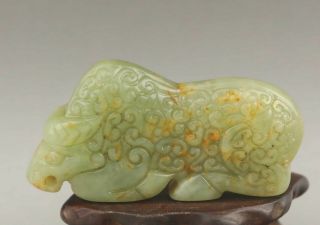 Chinese old natural jade hand - carved dragon statue pendant 2.  6 inch 2