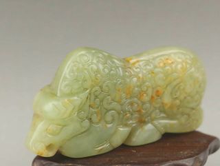 Chinese old natural jade hand - carved dragon statue pendant 2.  6 inch 3