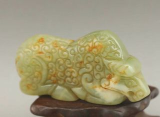 Chinese old natural jade hand - carved dragon statue pendant 2.  6 inch 4