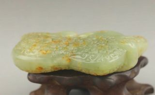 Chinese old natural jade hand - carved dragon statue pendant 2.  6 inch 5