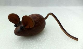 Danish Mcm Kay Bojesen Teak Wooden Mouse With Glass Eyes