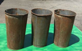 3 Very Old Tin Sap Buckets Pails Planters Flowers L@@k Great Decor