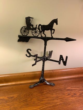 Vintage Aluminum Horse & Buggy Weathervane W/ Directional Arrow 1950s Or 1960s ? 2