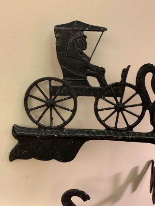 Vintage Aluminum Horse & Buggy Weathervane W/ Directional Arrow 1950s Or 1960s ? 3