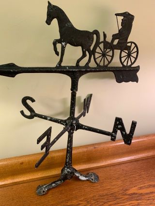 Vintage Aluminum Horse & Buggy Weathervane W/ Directional Arrow 1950s Or 1960s ? 5