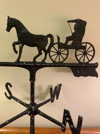Vintage Aluminum Horse & Buggy Weathervane W/ Directional Arrow 1950s Or 1960s ? 6