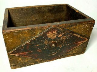 Vtg Antique Primitive Wood Box Utility Tools Square Nails Aafa Dovetail Painted