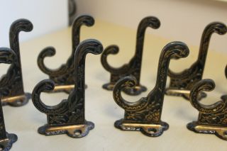 12 Wonderful Antique Cast Iron Eastlake Style Wall Coat Hooks - Finish 2