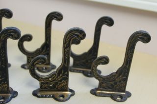 12 Wonderful Antique Cast Iron Eastlake Style Wall Coat Hooks - Finish 3