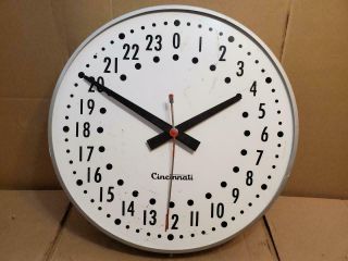 Vintage Cincinnatti Electric Clock W/ 24 Hr Dial,  Military ((
