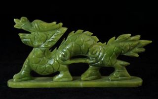 Chinese Old Hand - Made South Natural Jade Chinese Zodiac Dragon Statue B02
