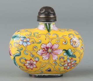 Chinese Exquisite Handmade flowers Cloisonne snuff bottle 2