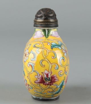 Chinese Exquisite Handmade flowers Cloisonne snuff bottle 3