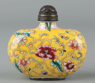 Chinese Exquisite Handmade flowers Cloisonne snuff bottle 4
