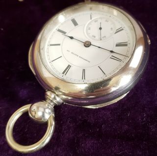Vintage 4oz Coin Silver Hampden Continental Keywind Pocket Watch 2