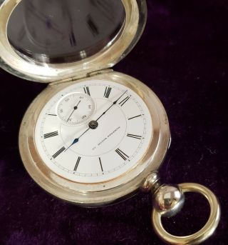 Vintage 4oz Coin Silver Hampden Continental Keywind Pocket Watch 3